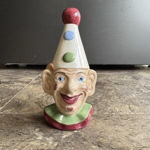 Unique Vintage Ceramic Clown Head - Colorful‎ Mid-Century Figural Clown Bust